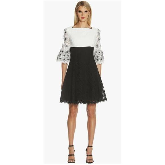 Shani Dresses & Skirts - New without tags sz 8 Shani fit flare lace applique sleeve mini dress sequin